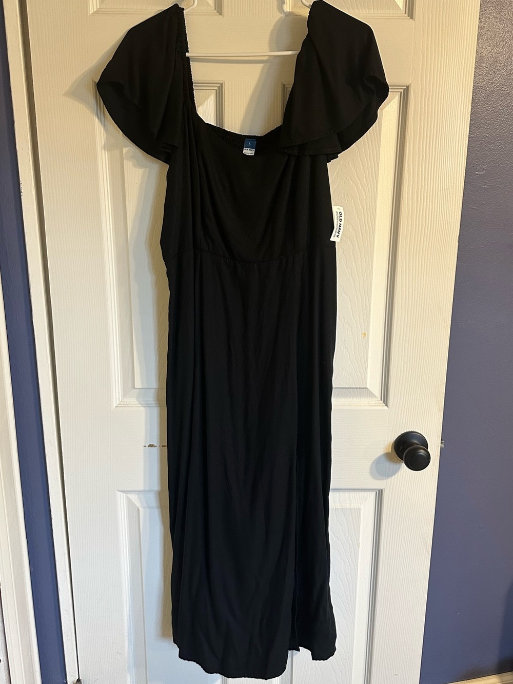 Women's Black Flutter-Sleeve Dress